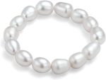 InzheG Stretch Freshwater Pearl Rings with 14k gold plated Beaded Adjustable Stackable rings Holiday Gift for Women Girls